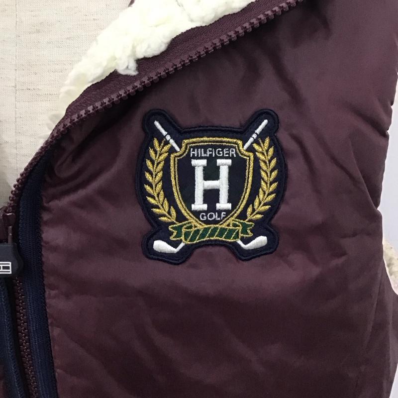 トミーヒルフィガー TOMMY HILFIGER ベスト ベスト ジップアップベスト フード付きベスト ナイロンベスト L ロゴ、文字 えんじ / ワインレッド / メンズ USED 古着 中古 10111274