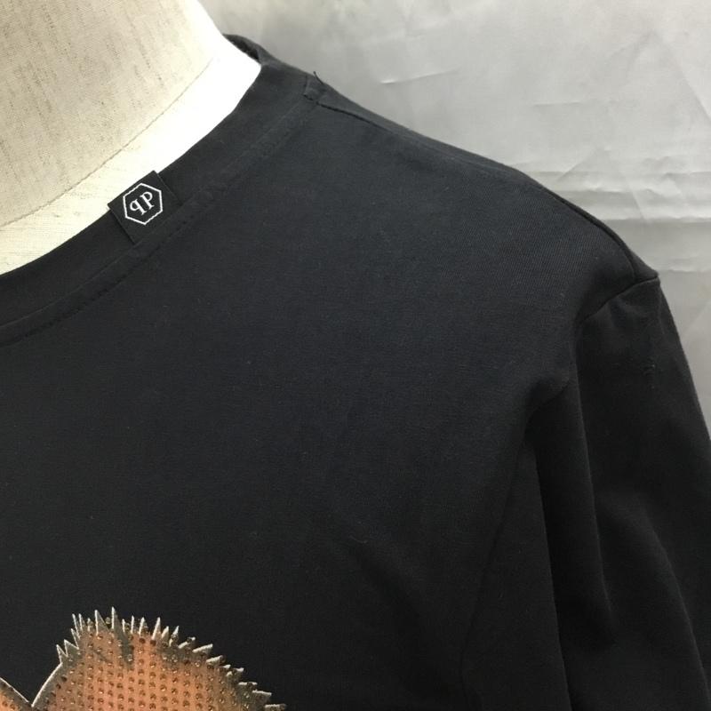 フィリッププレイン PHILIPP PLEIN Tシャツ 半袖 半袖カットソー プリントTシャツ クルーネックカットソー L プリント 黒 / ブラック /  メンズ USED 古着 中古 10109297