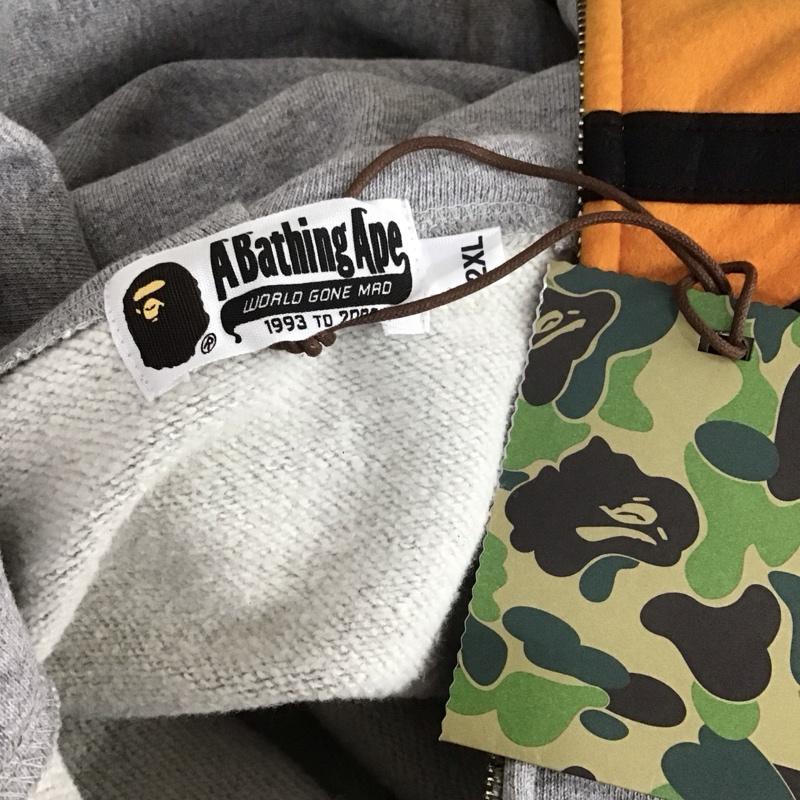 アベイシングエイプ A BATHING APE パーカー 長袖 長袖パーカー フード付きパーカー プリントスウェット トレーナー ジップアップパーカー XXL ロゴ、文字 灰 / グレー / メンズ USED 古着 中古 10107393