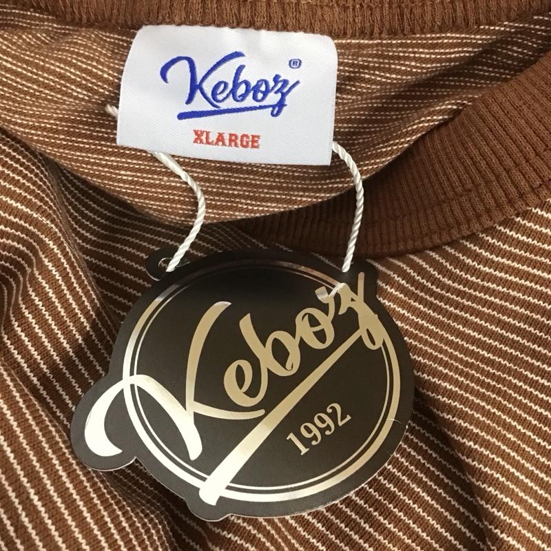 ケボズ KEBOZ カットソー 長袖 kbzfw22ls032 長袖Tシャツ ボーダーカットソー クルーネックカットソー XL ボーダー柄 X ロゴ、文字 茶 / ブラウン / メンズ USED 古着 中古 10106748