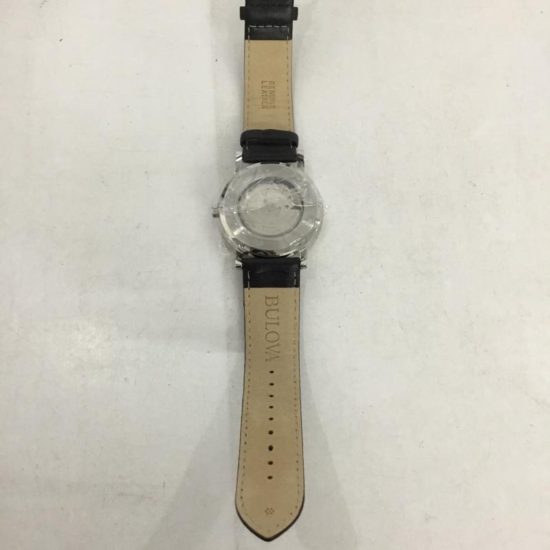 ブローバ BULOVA 腕時計 アナログ(自動巻き) 96C130 箱有 レザーベルト ロゴ、文字 黒 / ブラック / X 銀 / シルバー / メンズ USED 古着 中古 10133876