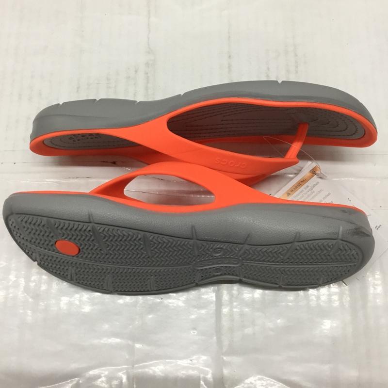 クロックス crocs サンダル サンダル 204974-6PK Swiftwater Flips 24cm ビーチサンダル 24.0cm ロゴ、文字 灰 / グレー / X 橙 / オレンジ / レディース USED 古着 中古 10110647