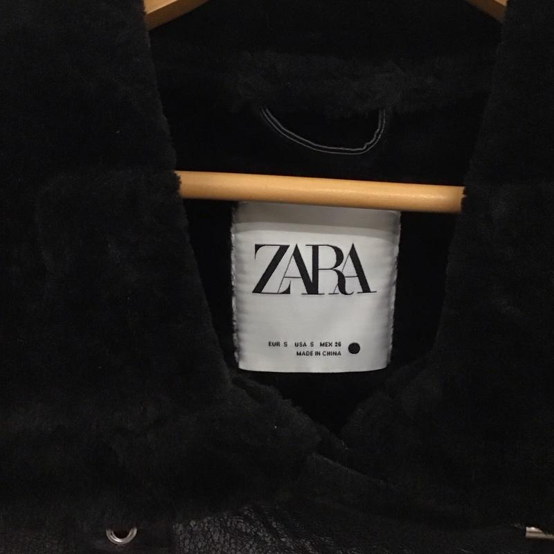 ザラ ZARA ベスト ベスト 2969/250/800 フェイクレザー ムートン ライダース ベスト S 無地 黒 / ブラック / レディース USED 古着 中古 10131422