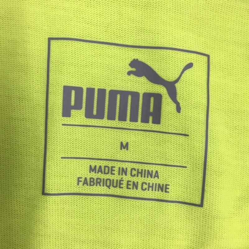 プーマ PUMA ポロシャツ 半袖 スポーツウェア M ワンポイント 黄緑 / イエローグリーン / X 白 / ホワイト / メンズ USED 古着 中古 10119307