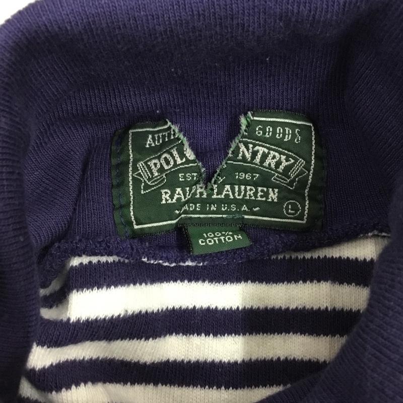 ラルフローレン RALPHLAUREN ニット、セーター 長袖 長袖ニットカットソー ニット セーター タートルネックニット L ボーダー柄 白 / ホワイト / X 紺 / ネイビー / メンズ USED 古着 中古 10120258