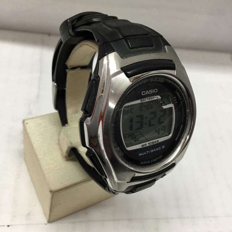 カシオ CASIO 腕時計 デジタル WV-M120 タフソーラー wave ceptor ロゴ、文字 黒 / ブラック / X 銀 / シルバー / メンズ USED 古着 中古 10106379