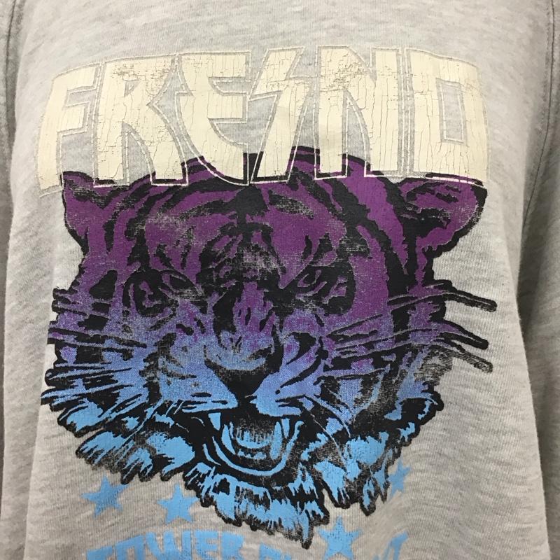 フリークスストア FREAK S STORE トレーナー 長袖 233-32154 スウェット トラ ダメージ プリント FREE ロゴ、文字 灰 / グレー / レディース USED 古着 中古 10114234