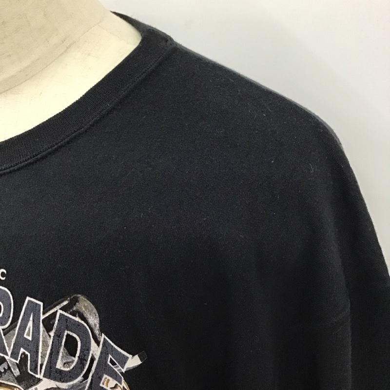 古着 USED トレーナー 長袖 スウェット 裏起毛 プリント 黒 / ブラック /  メンズ USED 古着 中古 10116821