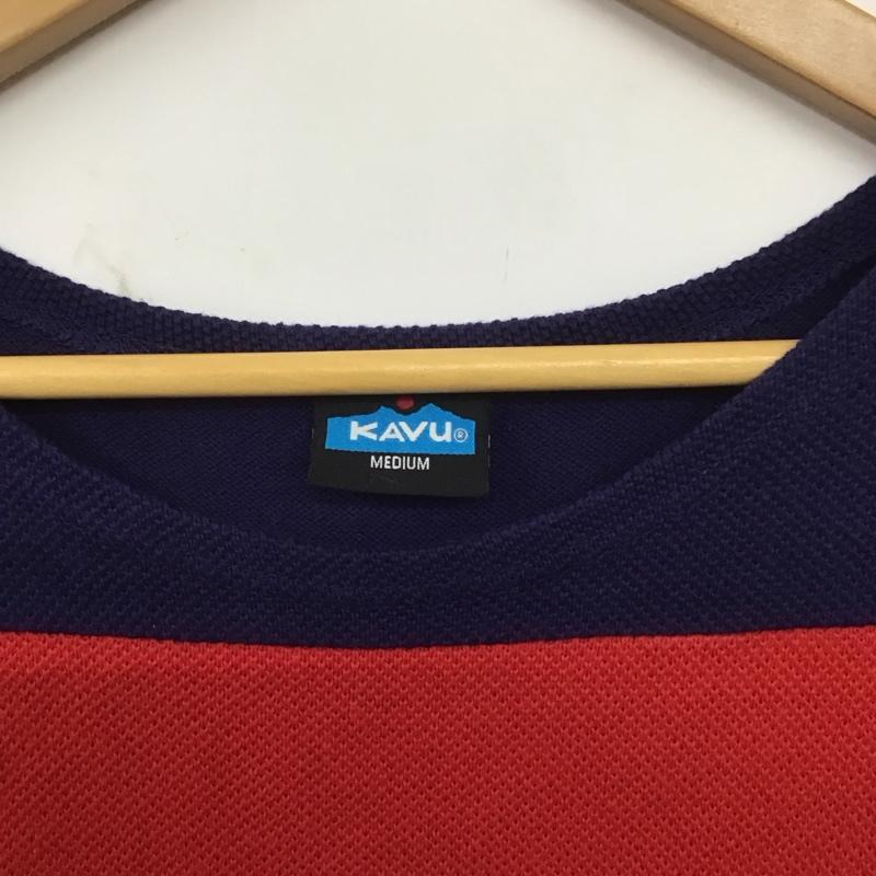 カブー KAVU Tシャツ 半袖 半袖カットソー プリントTシャツ ボーダー M ボーダー柄 灰 / グレー / X 赤 / レッド / X 紫 / パープル / メンズ USED 古着 中古 10138901
