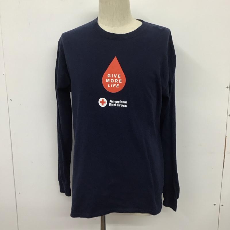 ギルダン GILDAN カットソー 長袖 長袖カットソー クルーネックカットソー ロングスリーブカットソー プリントTシャツ M ロゴ、文字 紺 / ネイビー / メンズ USED 古着 中古 10108028