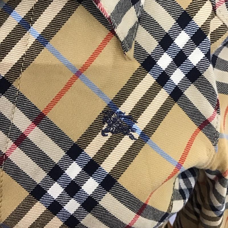 バーバリーブルーレーベル BURBERRY BLUE LABEL ワンピース ひざ丈スカート FMF61-609 ノバチェック 七分袖 スキッパーシャツワンピース ベルト付き 38 ワンポイント ベージュ / ベージュ / レディース USED 古着 中古 10124977