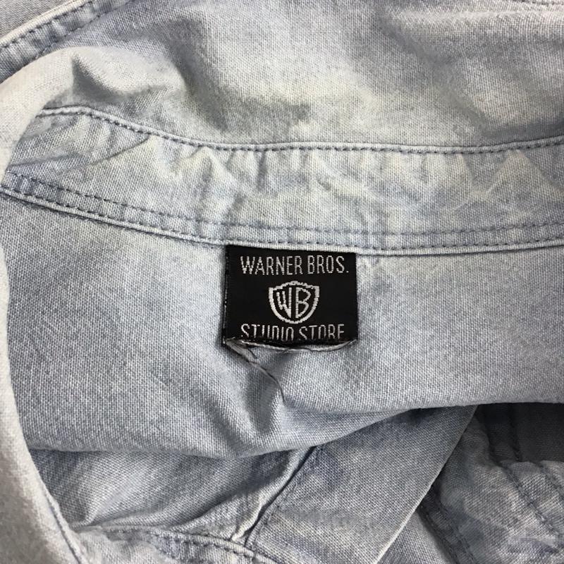 古着 USED シャツ、ブラウス 長袖 WARNER BROS デニムシャツ ワーナーブラザーズ バックスバニー キャラクター 水色 / ライトブルー / メンズ USED 古着 中古 10120238