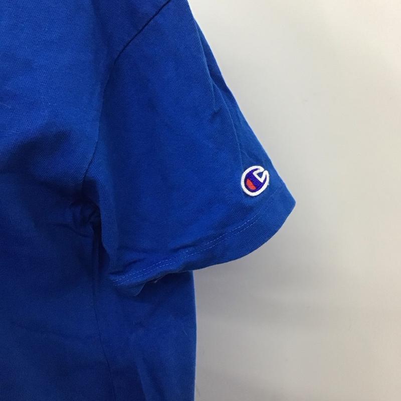 チャンピオン Champion ワンピース ひざ丈スカート CWSK358 クルーネック 半袖 カットソーワンピ M ロゴ、文字 青 / ブルー /  レディース USED 古着 中古 10112964