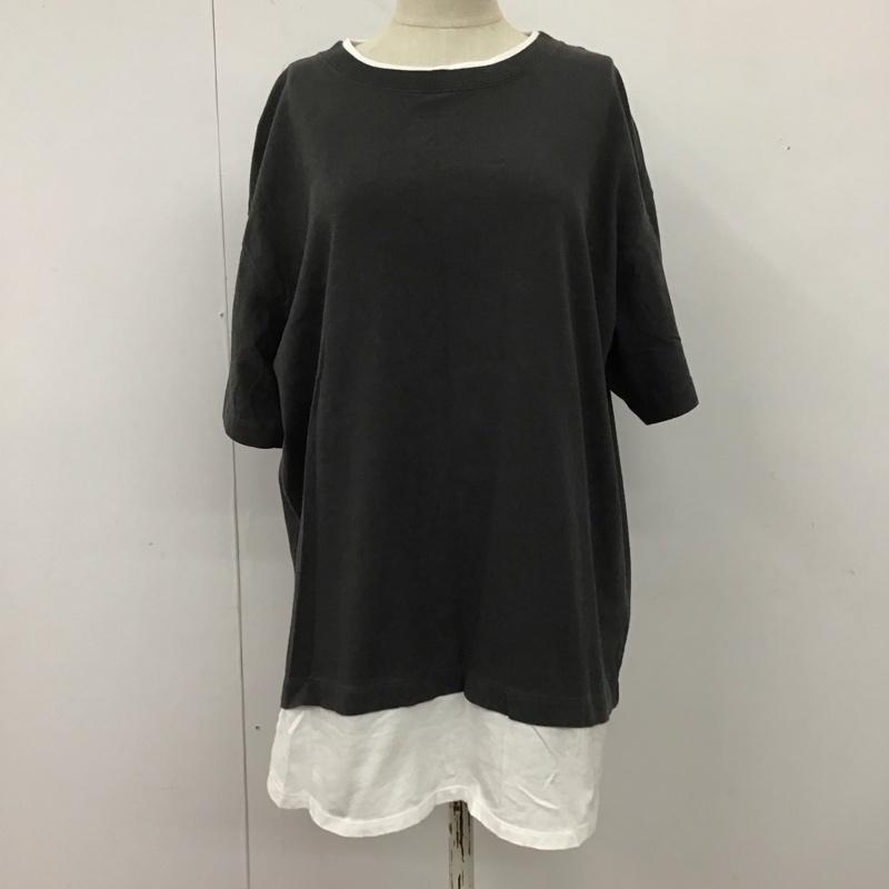 コーエン coen Tシャツ 半袖 7625-610-0200 USAコットンレイヤード5分袖 M 無地 チャコールグレー / チャコールグレー / X 白 / ホワイト / レディース USED 古着 中古 10116806
