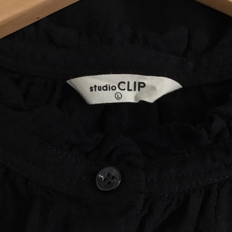 スタディオクリップ studio CLIP シャツ、ブラウス 半袖 L 無地 黒 / ブラック / レディース USED 古着 中古 10129816