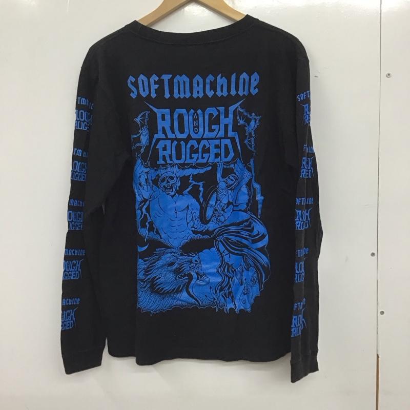 ソフトマシーン Softmachine Tシャツ 長袖 長袖カットソー プリントカットソー クルーネック L ロゴ、文字 黒 / ブラック / メンズ USED 古着 中古 10137280