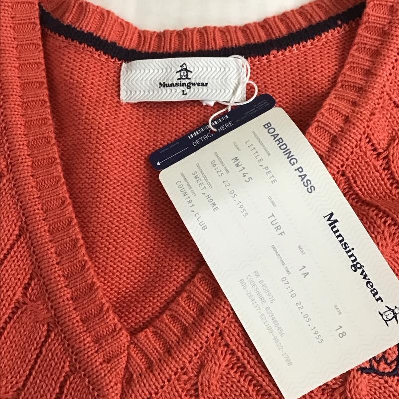 マンシングウェア Munsingwear ベスト ベスト JWLJ501 Vネック タグ付き L ワンポイント 橙 / オレンジ / レディース USED 古着 中古 10118347