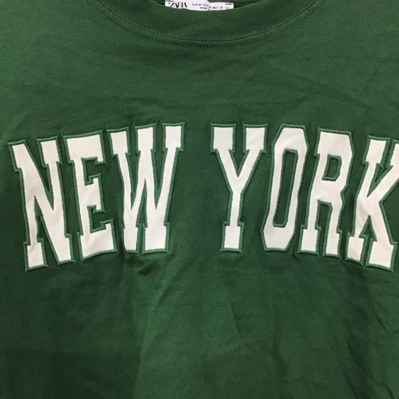 ザラ ZARA Tシャツ 長袖 M プリント X ロゴ、文字 緑 / グリーン / レディース USED 古着 中古 10129639