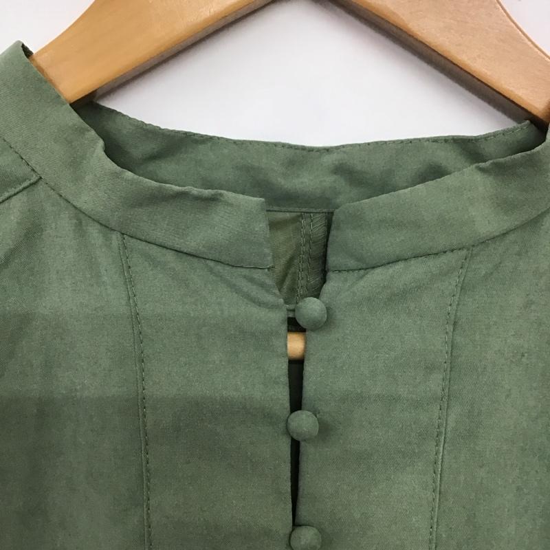 セレクトモカ select MOCA ワンピース ロングスカート 長袖シャツワンピース ノーカラーシャツワンピース M 無地 カーキ / カーキ / レディース USED 古着 中古 10138360