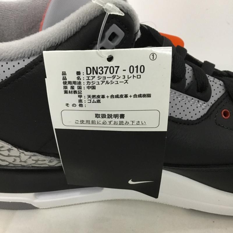 ナイキ NIKE スニーカー スニーカー DN3707 010 AIR JORDAN 3 RETRO 28.5cm 箱有 28.5cm ロゴ、文字 黒 / ブラック / X 灰 / グレー / メンズ USED 古着 中古 10131580