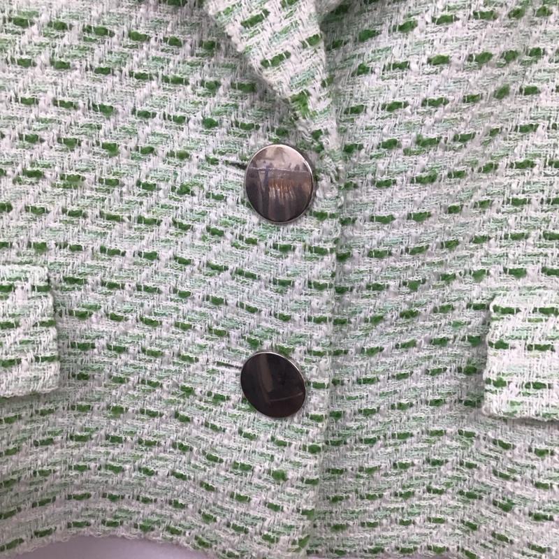 ザラ ZARA ベスト ベスト ベスト ノースリーブカットソー 前ボタン M 総柄 白 / ホワイト / X 緑 / グリーン / レディース USED 古着 中古 10136751