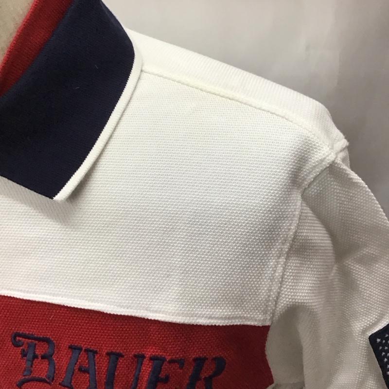 エディーバウアー Eddie Bauer ポロシャツ 半袖 半袖ポロシャツ カラーシャツ 半袖カットソー S ロゴ、文字 白 / ホワイト /  メンズ USED 古着 中古 10111680