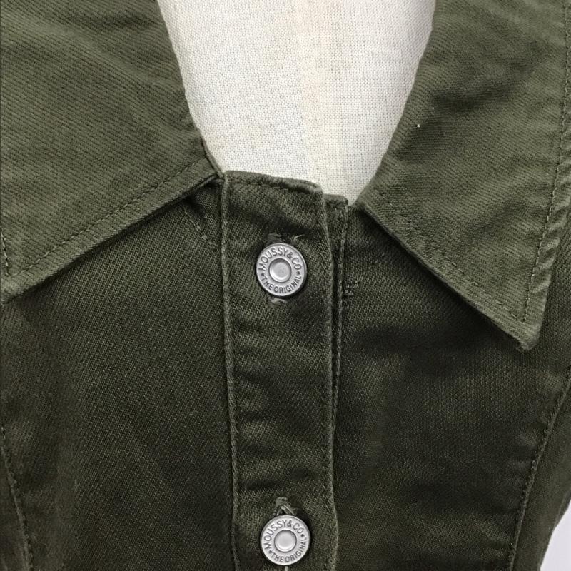 マウジー MOUSSY ワンピース ロングスカート 010ea711-5300 BIGCOLLARMIDIドレス 半袖デニムワンピース 前開シャツロングワンピース 1 無地 カーキ / カーキ / レディース USED 古着 中古 10107729