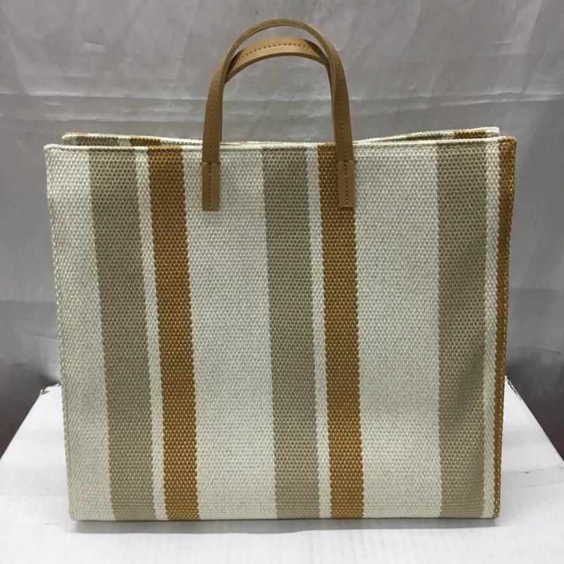セシルマクビー CECIL McBEE トートバッグ トートバッグ ショルダー ストライプ 白 / ホワイト / X ベージュ / ベージュ / X キャメル / キャメル / レディース USED 古着 中古 10111238