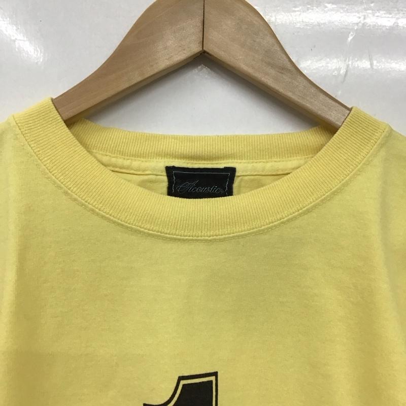 アコースティック ACOUSTIC Tシャツ 半袖 半袖カットソー プリントTシャツ クルーネックカットソー L ロゴ、文字 黄 / イエロー / メンズ USED 古着 中古 10131388