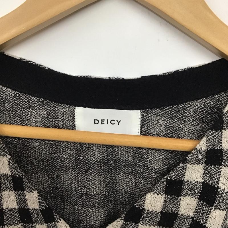 デイシー DEICY カーディガン 半袖 FREE チェック 白 / ホワイト / X 黒 / ブラック / レディース USED 古着 中古 10132851