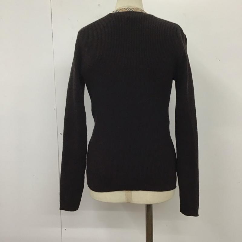 バーバリーブルーレーベル BURBERRY BLUE LABEL アンサンブルニット 長袖 FBF33-577 Vネックカーディガン 半袖ニット M チェック 黒 / ブラック / レディース USED 古着 中古 10109407