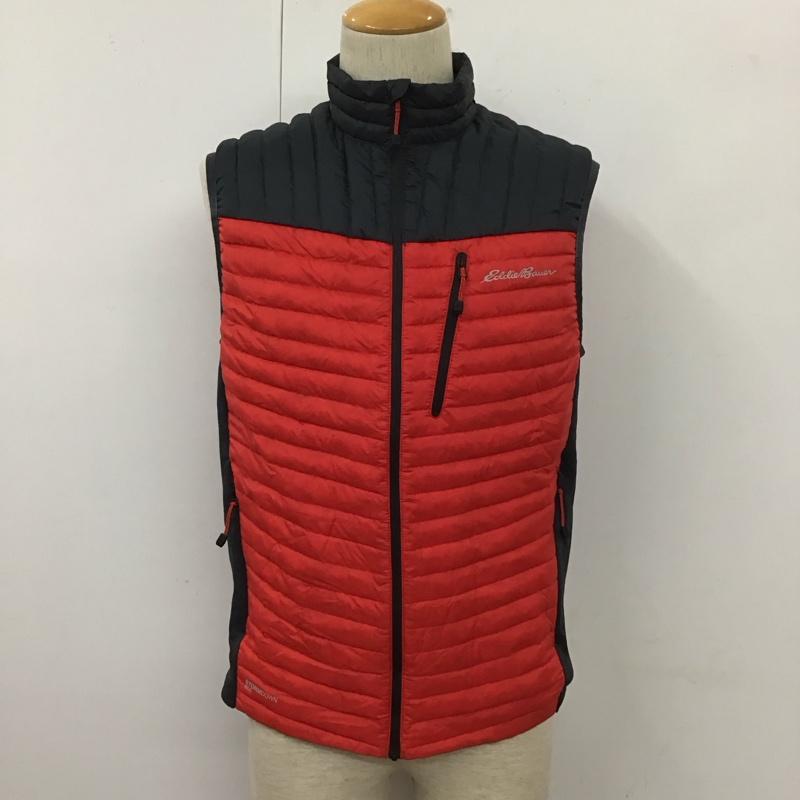 エディーバウアー Eddie Bauer ベスト ベスト ジップアップベスト ダウンベスト ノースリーブカットソー S ロゴ、文字 赤 / レッド / X 紺 / ネイビー / メンズ USED 古着 中古 10110415