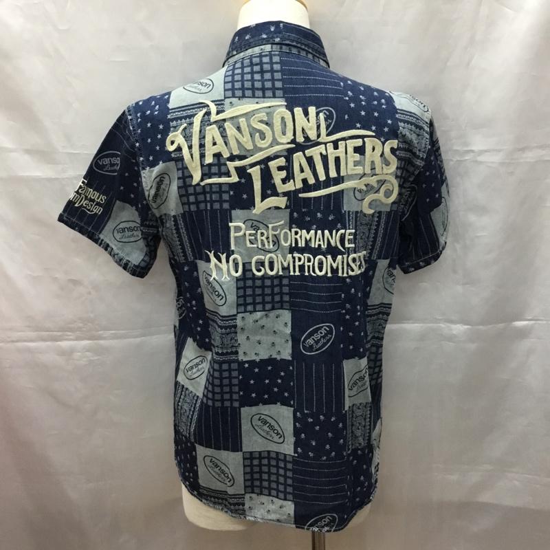 ヴァンソン VANSON シャツ、ブラウス 半袖 半袖シャツ カラーシャツ 半袖カットソー プリントシャツ M プリント インディゴ / インディゴ /  メンズ USED 古着 中古 10108999