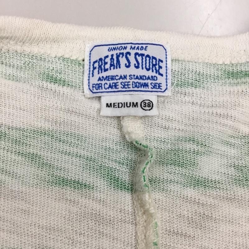 フリークスストア FREAK S STORE Tシャツ 半袖 半袖カットソー プリントTシャツ Vネックカットソー M ボーダー柄 白 / ホワイト / X 緑 / グリーン /  メンズ USED 古着 中古 10109291