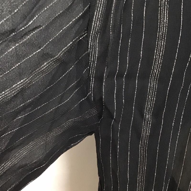 ザラ ZARA シャツ、ブラウス 長袖 長袖シャツ ストライプシャツ リボンカラーシャツ M ストライプ 黒 / ブラック / レディース USED 古着 中古 10125165