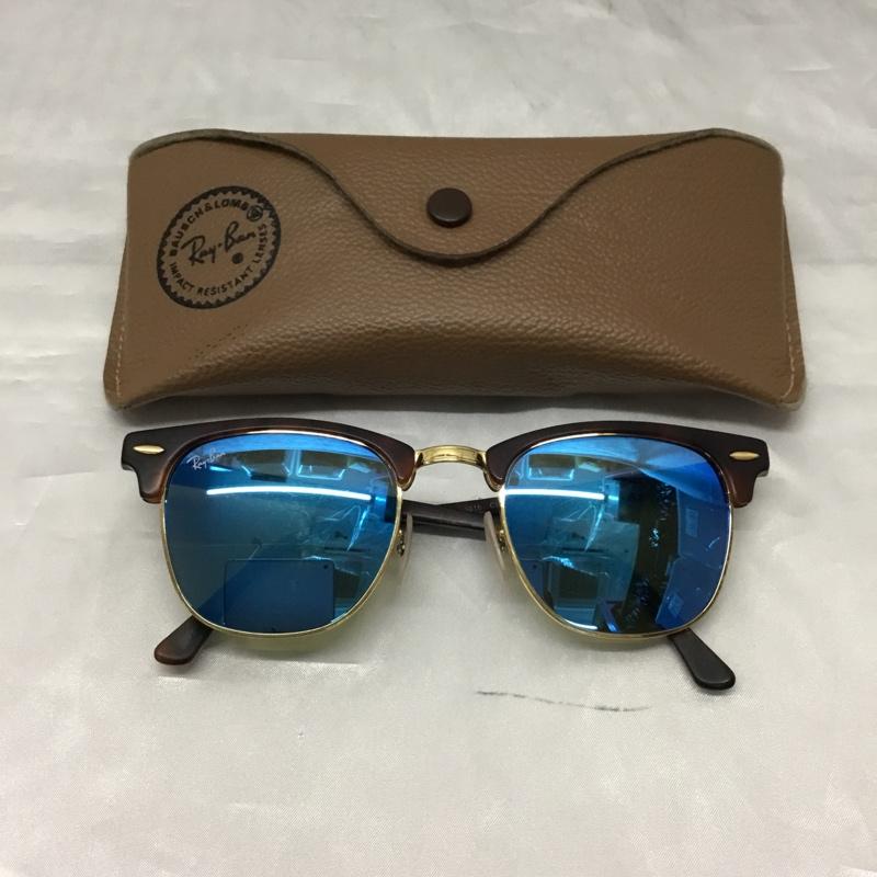 レイバン Ray-Ban めがね・サングラス サングラス 3016 CLUBMASTER 49 21 ミラーレンズ ロゴ、文字 ダークブラウン / ダークブラウン / メンズ USED 古着 中古 10119666