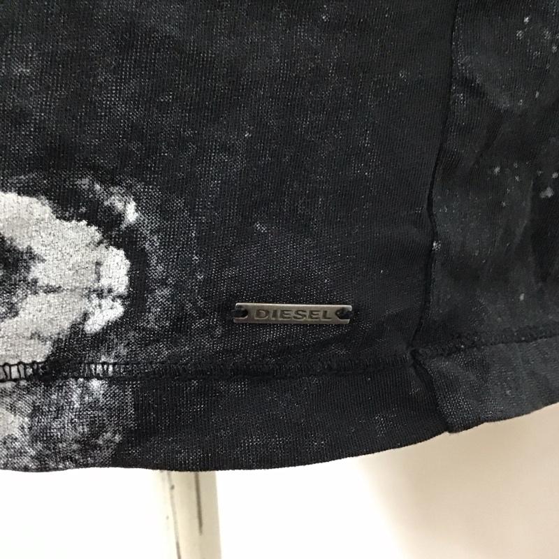 ディーゼル DIESEL Tシャツ 半袖 フレンチスリーブ S 総柄 黒 / ブラック / レディース USED 古着 中古 10114459