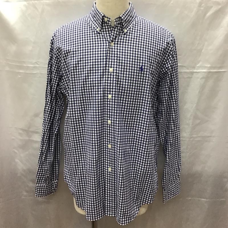 ラルフローレン RALPHLAUREN シャツ、ブラウス 長袖 長袖シャツ チェックシャツ カラーシャツ 長袖カットソー ボタンダウンシャツ L チェック 白 / ホワイト / X 青 / ブルー /  メンズ USED 古着 中古 10113160