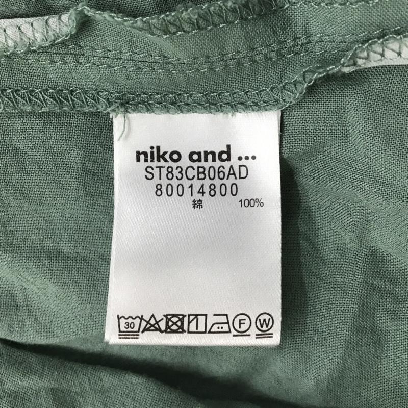 ニコアンド niko and... シャツ、ブラウス 長袖 長袖シャツ パフスリーブ ノーカラーシャツ 前開シャツ 3 無地 緑 / グリーン / レディース USED 古着 中古 10105943
