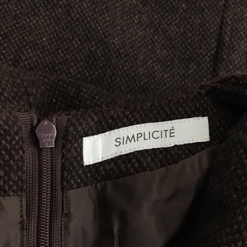 シンプリシテェ Simplicite ワンピース ロングスカート 23-040-700-1220-4-0 Vネックセミフレアジャンパースカート 無地 ダークブラウン / ダークブラウン / レディース USED 古着 中古 10120589