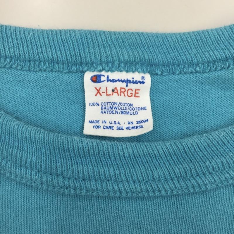 チャンピオン Champion Tシャツ 半袖 クロップド丈 ワイド XL ロゴ、文字 青 / ブルー / レディース USED 古着 中古 10115553