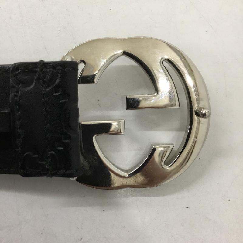 グッチ GUCCI ベルト・バックル ベルト 411924 CWCIN GG レザー ロゴ、文字 黒 / ブラック / メンズ USED 古着 中古 10134770