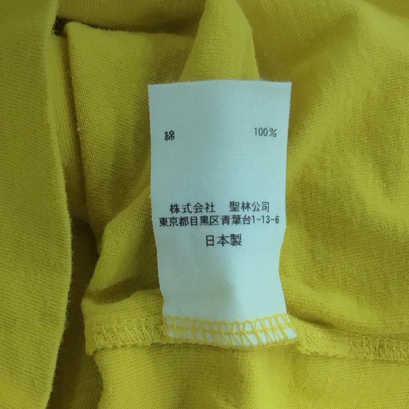 ブルーブルー BLUE BLUE Tシャツ 半袖 クルーネック フラッグ S ロゴ、文字 マスタード / マスタード / レディース USED 古着 中古 10110859