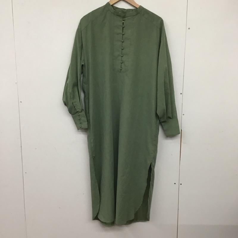 セレクトモカ select MOCA ワンピース ロングスカート 長袖シャツワンピース ノーカラーシャツワンピース M 無地 カーキ / カーキ / レディース USED 古着 中古 10138360
