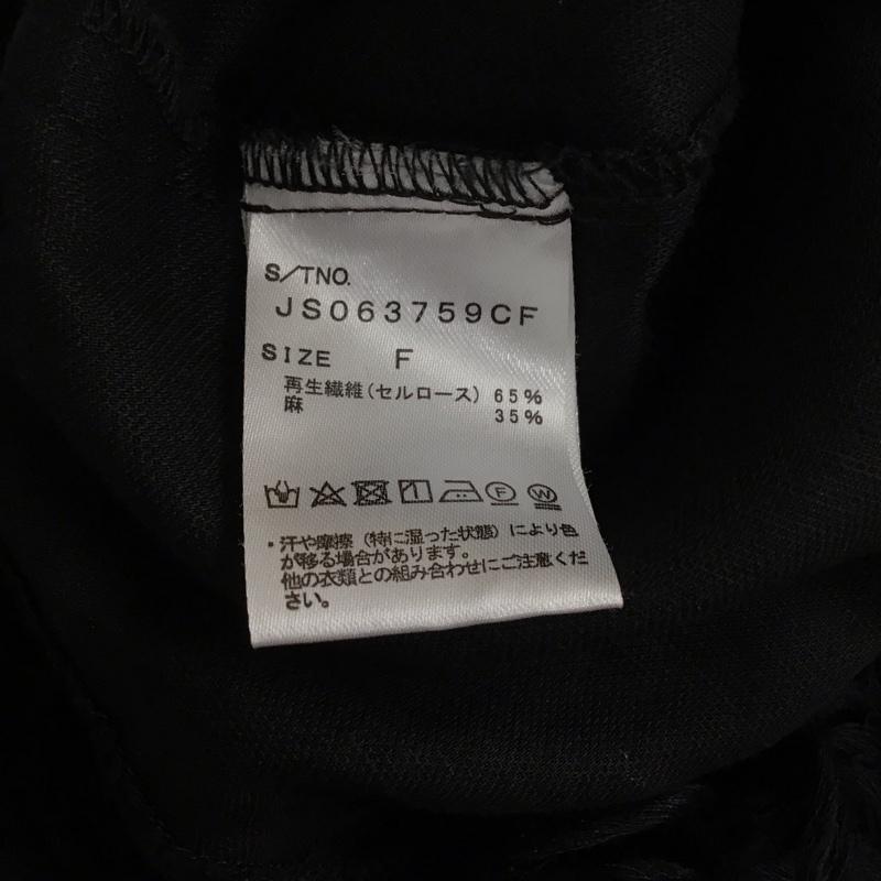 ジーナシス JEANASIS カットソー 半袖 JS063759CF 裾フリンジ FREE 無地 黒 / ブラック /  レディース USED 古着 中古 10114232
