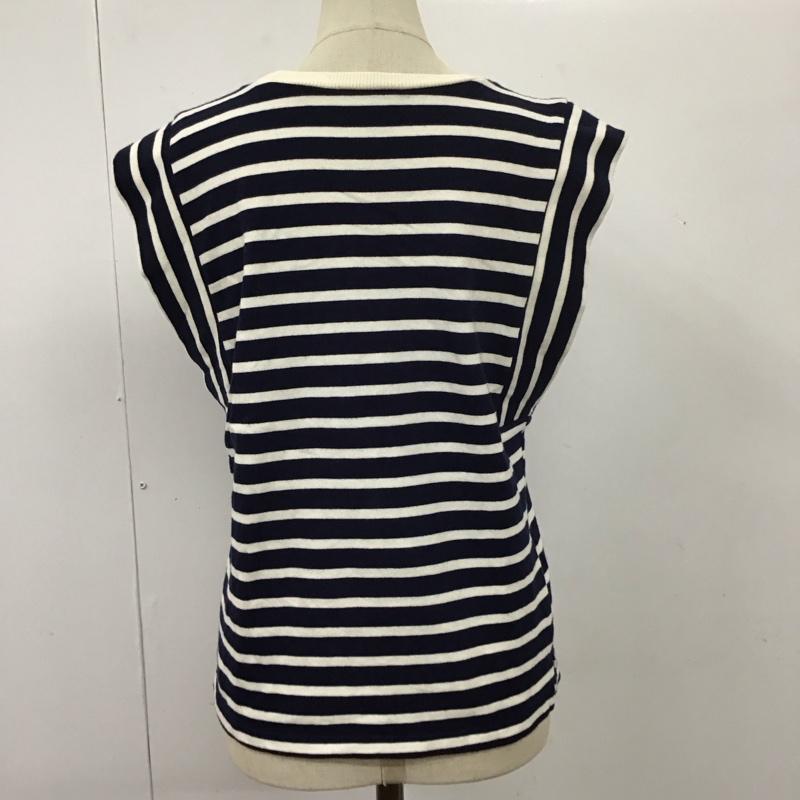 ザラ ZARA カットソー 半袖 0858 460 066 フレンチスリーブ ノースリーブ S ボーダー柄 白 / ホワイト / X 紺 / ネイビー /  レディース USED 古着 中古 10113490