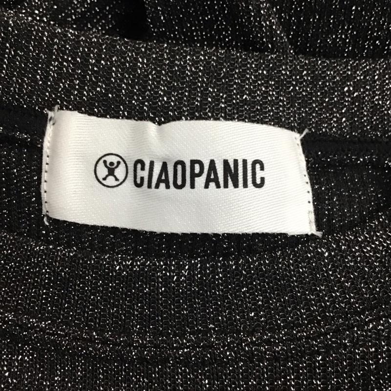 チャオパニック CIAOPANIC カットソー 長袖 CPZ1041106A0001 袖切替ラメ配色リブカットソー 長袖カットソー クルーネックカットソー 無地 黒 / ブラック / レディース USED 古着 中古 10120933