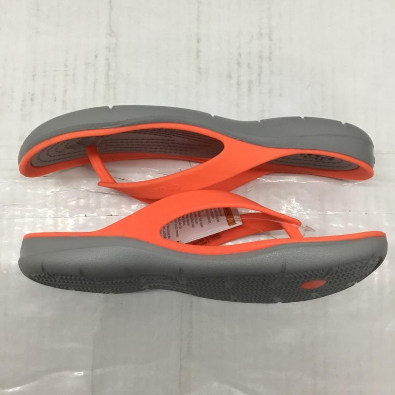 クロックス crocs サンダル サンダル 204974-6PK Swiftwater Flips 22cm ビーチサンダル 22.0cm ロゴ、文字 灰 / グレー / X 橙 / オレンジ / レディース USED 古着 中古 10110650
