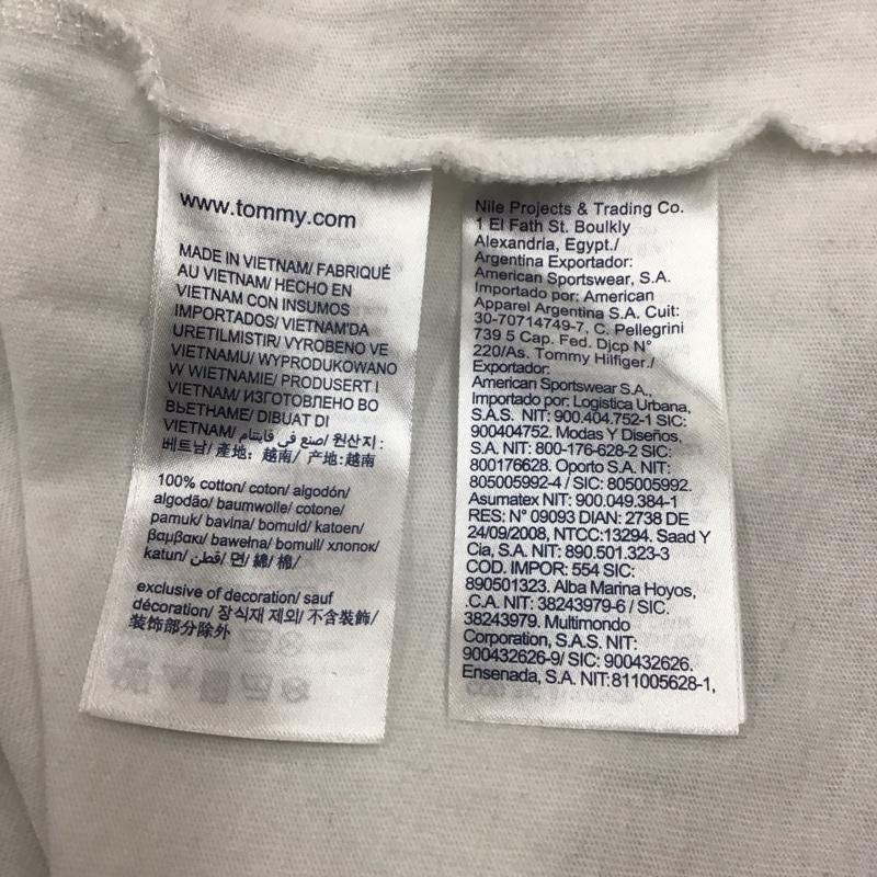 トミーヒルフィガー TOMMY HILFIGER Tシャツ 半袖 半袖カットソー プリントTシャツ クルーネックカットソー XL 無地 白 / ホワイト / メンズ USED 古着 中古 10122704