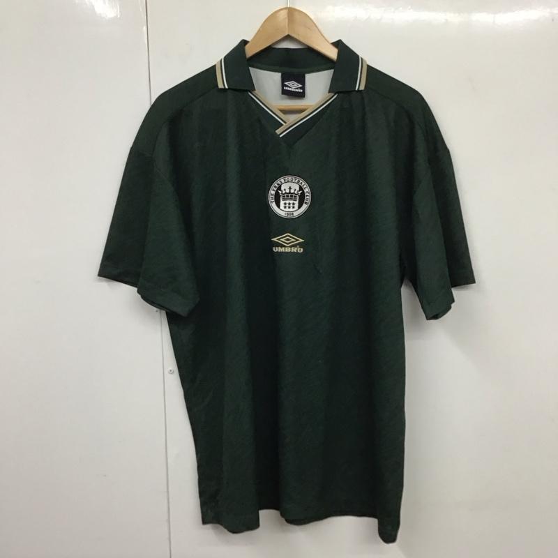 アンブロ UMBRO ポロシャツ 半袖 半袖ポロシャツ 半袖カットソー カラーシャツ Vネック XL ロゴ、文字 緑 / グリーン / メンズ USED 古着 中古 10131623